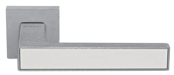 Ручка дверная SULLA MH-48-S6 SSC/W раздельная на квадртаном основании 6 мм, цвет суперматовый хром/белый, ЦАМ Light