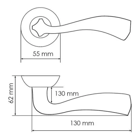 Ручка дверная СОН MH-15 SN/CP раздельная на круглой розетке, цвет белый никель/хром, ЦАМ