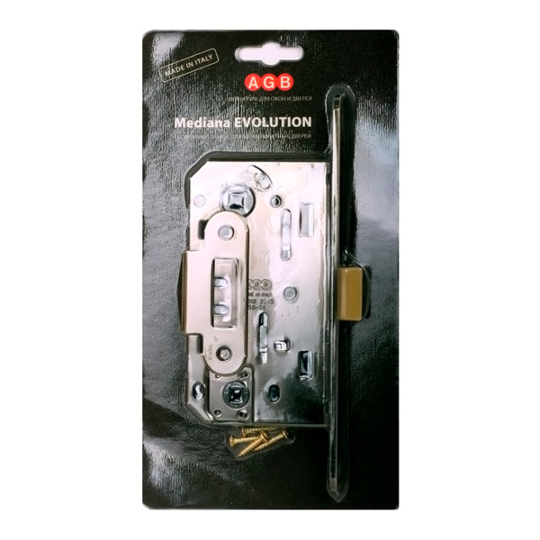 B01102.50.34.567 AGB (АГБ) Защелка врезная WC (матовый хром) MEDIANA EV. (инд.упак+B01000.13)