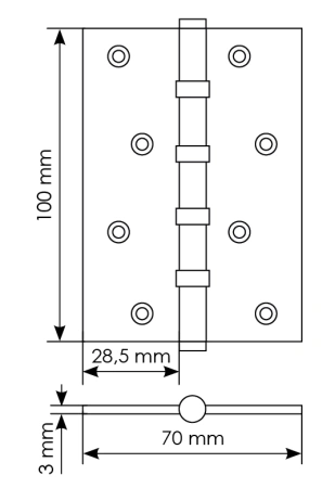 Петля универсальная карточная MBU 100X70X3-4BB AB латунь, врезная, цвет бронза