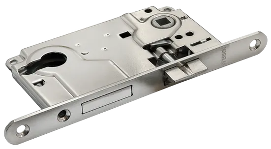 Замок межкомнатный врезной L1885 SN с ригелем под цилиндр, цвет никель