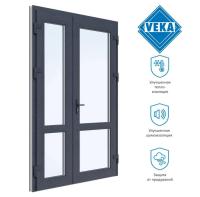 Штульповая входная дверь пвх VEKA WHS 60 ( 1400ш х 2000в ) двухкамерная, Белый/Антрацит dveri4006