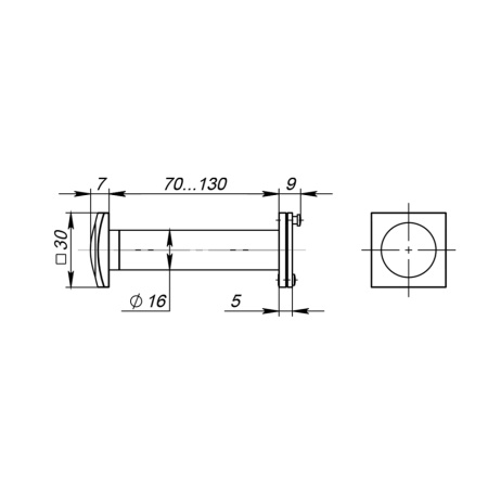 Глазок дверной ZN1 BL 75/130 мм (черный)