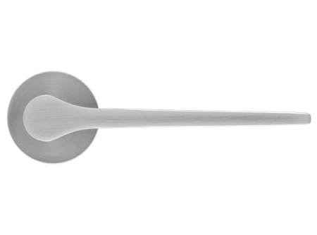 Ручка дверная LAND MH-60-R6 MSC раздельная на круглой розетке 6 мм, цвет мат. сатин. хром, ЦАМ Light