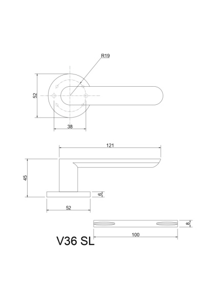 Ручки дверные алюминиевые V36GR SL (графит)