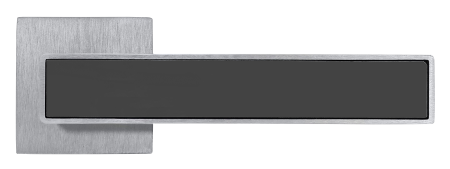 Ручка дверная SULLA  MH-48-S6 SSC/BL на квадратной розетке 6 мм, цвет суперматовый хром / черный, ЦАМ Light