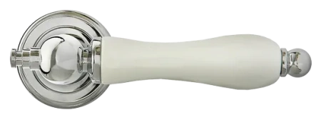 Ручка дверная MART MH-42-CLASSIC PC/W на круглом основании, цвет хром/белый, ЦАМ