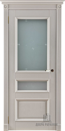 Дверь межкомнатная Афродита массив эмаль слоновая кость остекленная