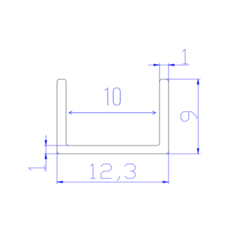 Направляющая нижняя 9х10х9 L2-1 м