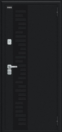 Металлическая дверь Техно Д2/BChrome Букле черное/Wenge Melinga