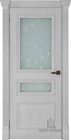 Дверь межкомнатная Барселона Квадро (широкий фигурный багет) натуральный шпон дуб perla остекленная 600x2000 Steklo Kvadro