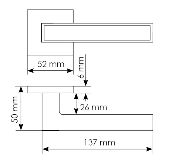 Ручка дверная SULLA MH-48-S6 W раздельная на квадратном основании, цвет белый, ЦАМ Light